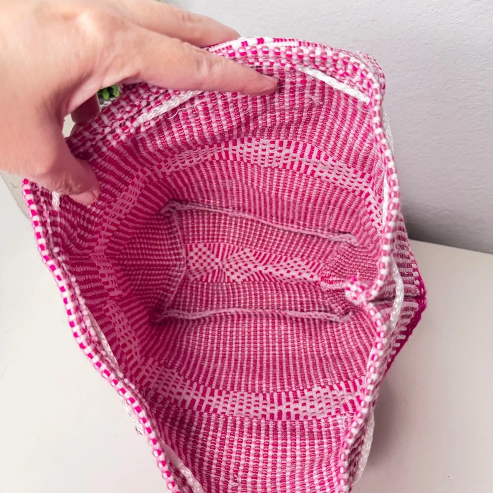 Pinzon Woven Backpack Womens Pink Geometric‎ Artisan Boho Small